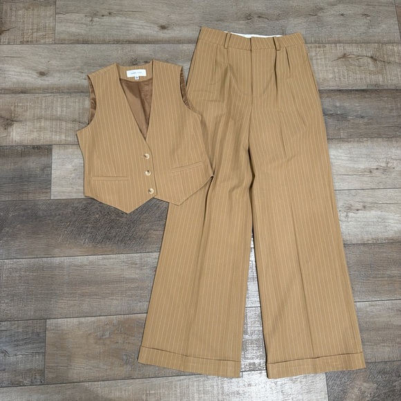 Ronny Kobo Collection Pants - Ronny Kobo Tan Pinstripe Pants and Vest Set